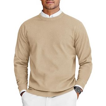 COOFANDY Mens Crew Neck Sweaters Long Sleeve Lightweight Knit Dress Pullover Sweaters