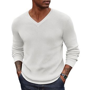 COOFANDY Men Casual V Neck Sweater Dress Lightweight Fitted Knit Formal Sweater Top