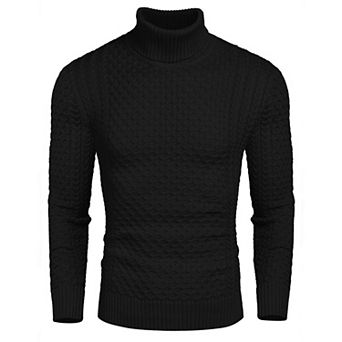 COOFANDY Men' Slim Fit Turtleneck Sweater Casual Knitted Twisted Pullover Solid Sweaters