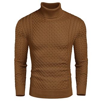 COOFANDY Men' Slim Fit Turtleneck Sweater Casual Knitted Twisted Pullover Solid Sweaters