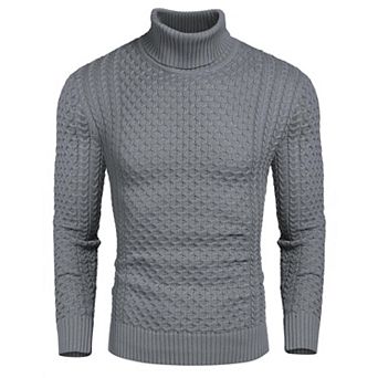 COOFANDY Men' Slim Fit Turtleneck Sweater Casual Knitted Twisted Pullover Solid Sweaters
