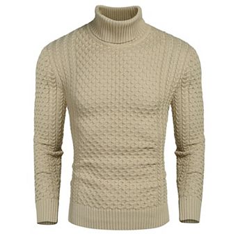 COOFANDY Men' Slim Fit Turtleneck Sweater Casual Knitted Twisted Pullover Solid Sweaters