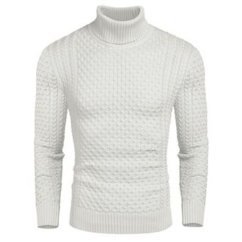 COOFANDY Men' Slim Fit Turtleneck Sweater Casual Knitted Twisted Pullover Solid Sweaters