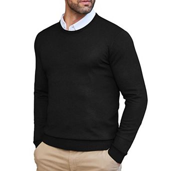COOFANDY Men' Knitted Pullover Dress Crew Neck Sweater Slim Fit Lightweight Long Sleeve Sweater