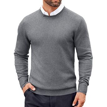 COOFANDY Men' Knitted Pullover Dress Crew Neck Sweater Slim Fit Lightweight Long Sleeve Sweater