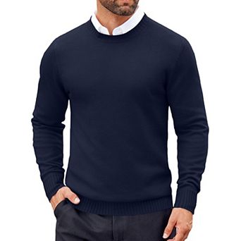 COOFANDY Men' Knitted Pullover Dress Crew Neck Sweater Slim Fit Lightweight Long Sleeve Sweater