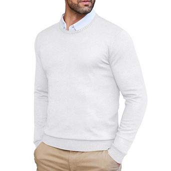 COOFANDY Men' Knitted Pullover Dress Crew Neck Sweater Slim Fit Lightweight Long Sleeve Sweater