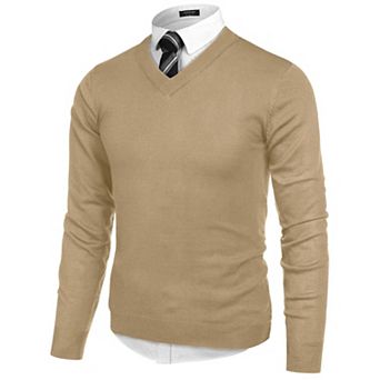 COOFANDY Men V Neck Dress Sweater Long Sleeve Slim Fit Fashion Pullover Sweaters