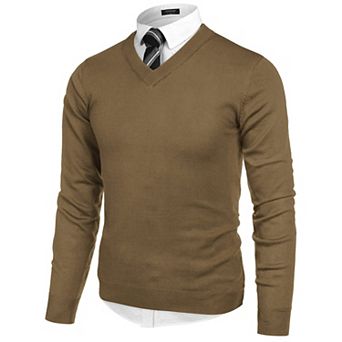 COOFANDY Men V Neck Dress Sweater Long Sleeve Slim Fit Fashion Pullover Sweaters