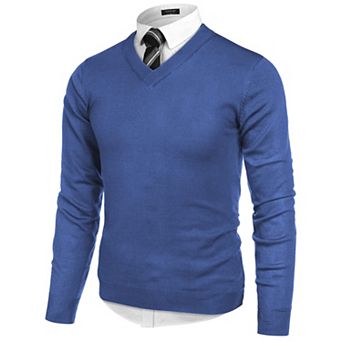 COOFANDY Men V Neck Dress Sweater Long Sleeve Slim Fit Fashion Pullover Sweaters
