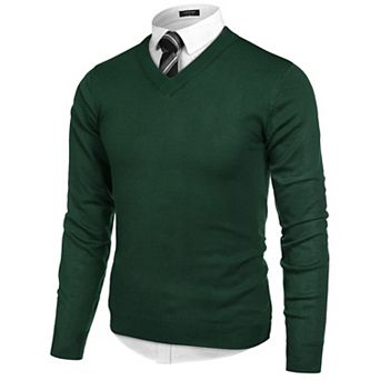 COOFANDY Men V Neck Dress Sweater Long Sleeve Slim Fit Fashion Pullover Sweaters