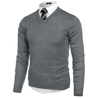 COOFANDY Men V Neck Dress Sweater Long Sleeve Slim Fit Fashion Pullover Sweaters