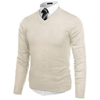 COOFANDY Men V Neck Dress Sweater Long Sleeve Slim Fit Fashion Pullover Sweaters