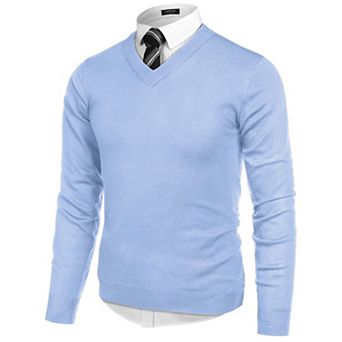 COOFANDY Men V Neck Dress Sweater Long Sleeve Slim Fit Fashion Pullover Sweaters