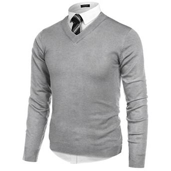 COOFANDY Men V Neck Dress Sweater Long Sleeve Slim Fit Fashion Pullover Sweaters