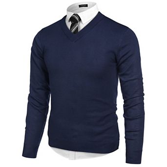 COOFANDY Men V Neck Dress Sweater Long Sleeve Slim Fit Fashion Pullover Sweaters