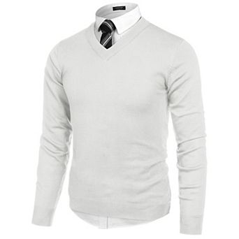 COOFANDY Men V Neck Dress Sweater Long Sleeve Slim Fit Fashion Pullover Sweaters