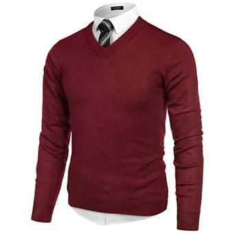 COOFANDY Men V Neck Dress Sweater Long Sleeve Slim Fit Fashion Pullover Sweaters