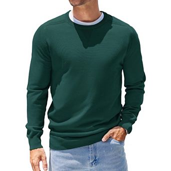 COOFANDY Mens Sweater Crewneck Pullover Long Sleeve Lightweight Sweater Plain Knit Slim Fit