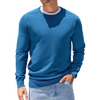 COOFANDY Mens Sweater Crewneck Pullover Long Sleeve Lightweight Sweater Plain Knit Slim Fit