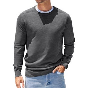COOFANDY Mens Sweater Crewneck Pullover Long Sleeve Lightweight Sweater Plain Knit Slim Fit