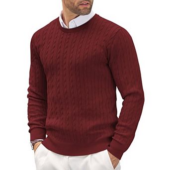COOFANDY Men' Pullover Sweater Lightweight Cable Knit Sweater Classic Casual Crewneck Sweaters
