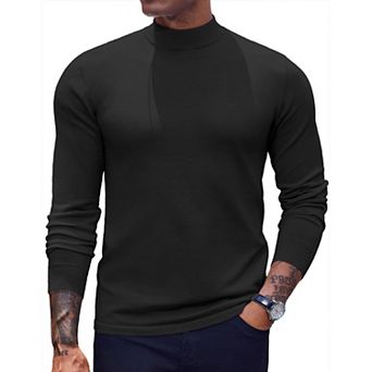 COOFANDY Men' Mock Turtleneck Long Sleeve Shirts Basic T-Shirt Lightweight Ribbed Pullover Sweater