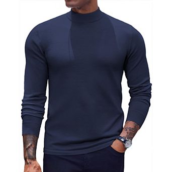 COOFANDY Men' Mock Turtleneck Long Sleeve Shirts Basic T-Shirt Lightweight Ribbed Pullover Sweater