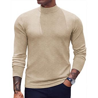 COOFANDY Men' Mock Turtleneck Long Sleeve Shirts Basic T-Shirt Lightweight Ribbed Pullover Sweater
