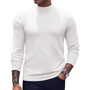 COOFANDY Men' Mock Turtleneck Long Sleeve Shirts Basic T-Shirt Lightweight Ribbed Pullover Sweater