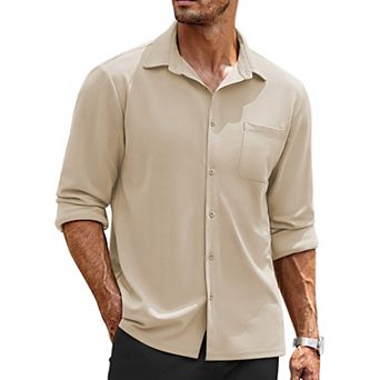 COOFANDY Men's Long Sleeve Button Down Shirts Wrinkle Free Untucked Shirts Casual Dres Shirt