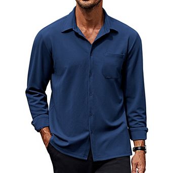 COOFANDY Mens Long Sleeve Button Down Shirts Wrinkle Free Untucked Shirts Casual Dress Shirt