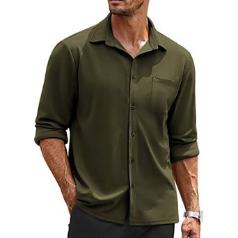 COOFANDY Mens Long Sleeve Button Down Shirts Wrinkle Free Untucked Shirts Casual Dress Shirt