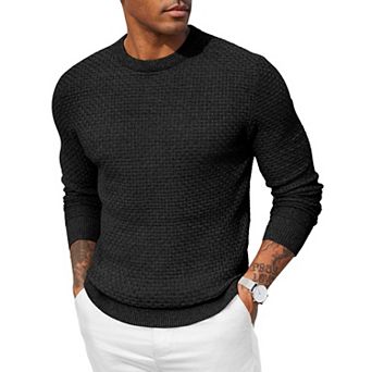 COOFANDY Men Dress Crewneck Sweater Pullover Knit Long Sleeve Casual Slim Fit Sweater
