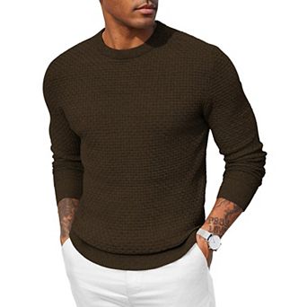 COOFANDY Men Dress Crewneck Sweater Pullover Knit Long Sleeve Casual Slim Fit Sweater