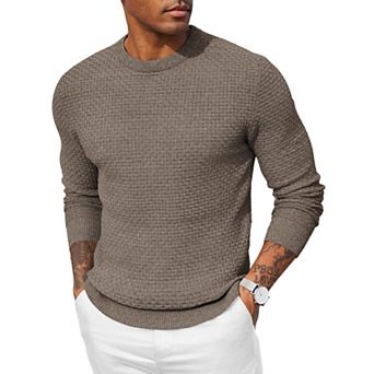 COOFANDY Men Dress Crewneck Sweater Pullover Knit Long Sleeve Casual Slim Fit Sweater