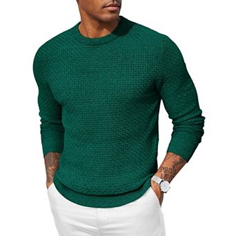 COOFANDY Men Dress Crewneck Sweater Pullover Knit Long Sleeve Casual Slim Fit Sweater