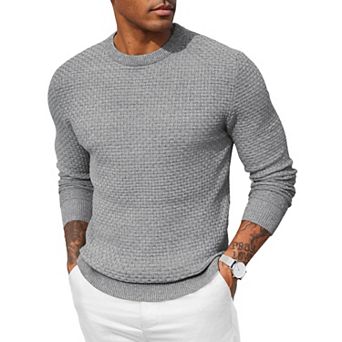 COOFANDY Men Dress Crewneck Sweater Pullover Knit Long Sleeve Casual Slim Fit Sweater