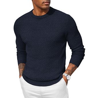 COOFANDY Men Dress Crewneck Sweater Pullover Knit Long Sleeve Casual Slim Fit Sweater
