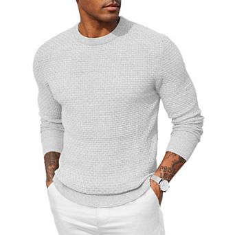 COOFANDY Men Dress Crewneck Sweater Pullover Knit Long Sleeve Casual Slim Fit Sweater