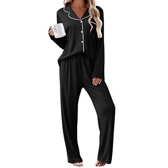 Ekouaer Womens Pajama Sets Two Piece Long Sleeve Sleepwear Soft Button Down Pajamas Lounge Set
