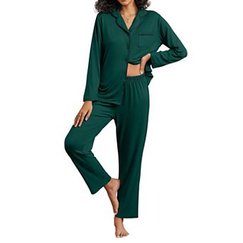 Ekouaer Womens Pajama Sets Two Piece Long Sleeve Sleepwear Soft Button Down Pajamas Lounge Set