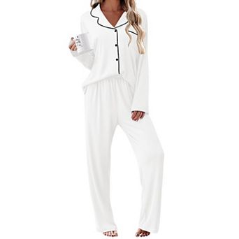 Ekouaer Womens Pajama Sets Two Piece Long Sleeve Sleepwear Soft Button Down Pajamas Lounge Set