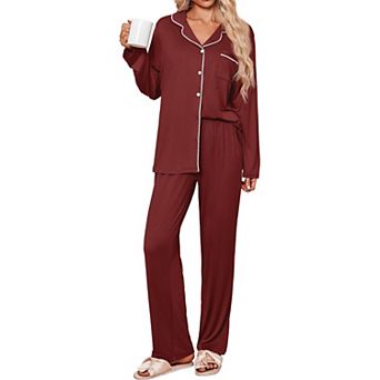 Ekouaer Womens Pajama Sets Two Piece Long Sleeve Sleepwear Soft Button Down Pajamas Lounge Set