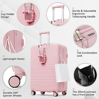 Merax 2‑Piece Luggage Set 20" Front-Opening Carry-On, 28" TSA‑Lock Checked Suitcase