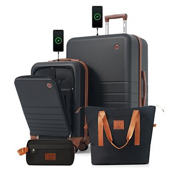 Merax 2 pc Luggage Set 20" Front-Opening Carry-On, 28" TSA‑Lock Checked Suitcase