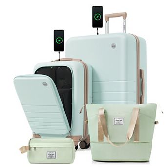 Merax 2 pc Luggage Set 20" Front-Opening Carry-On, 28" TSA‑Lock Checked Suitcase