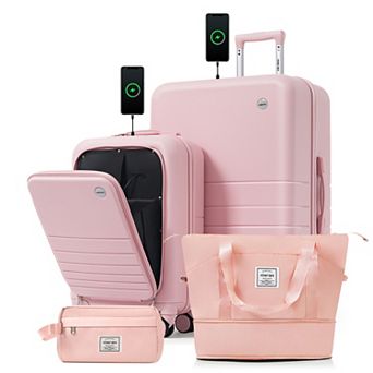Merax 2 pc Luggage Set 20" Front-Opening Carry-On, 28" TSA‑Lock Checked Suitcase