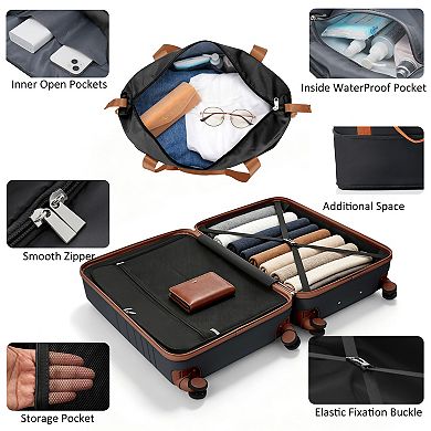 Merax 20" Front Opening Carry-On Luggage with USB Port & Cup Holder
