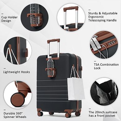 Merax 20" Front Opening Carry-On Luggage with USB Port & Cup Holder